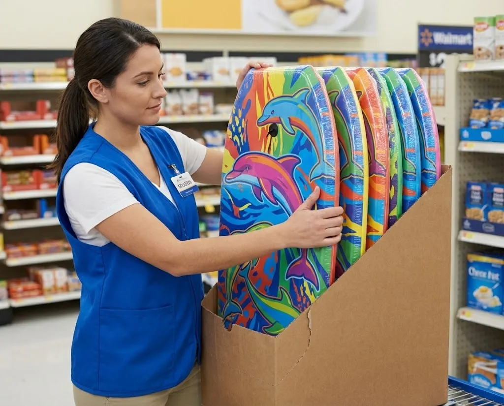 Retail ready PDQ display box for wholesale bodyboards