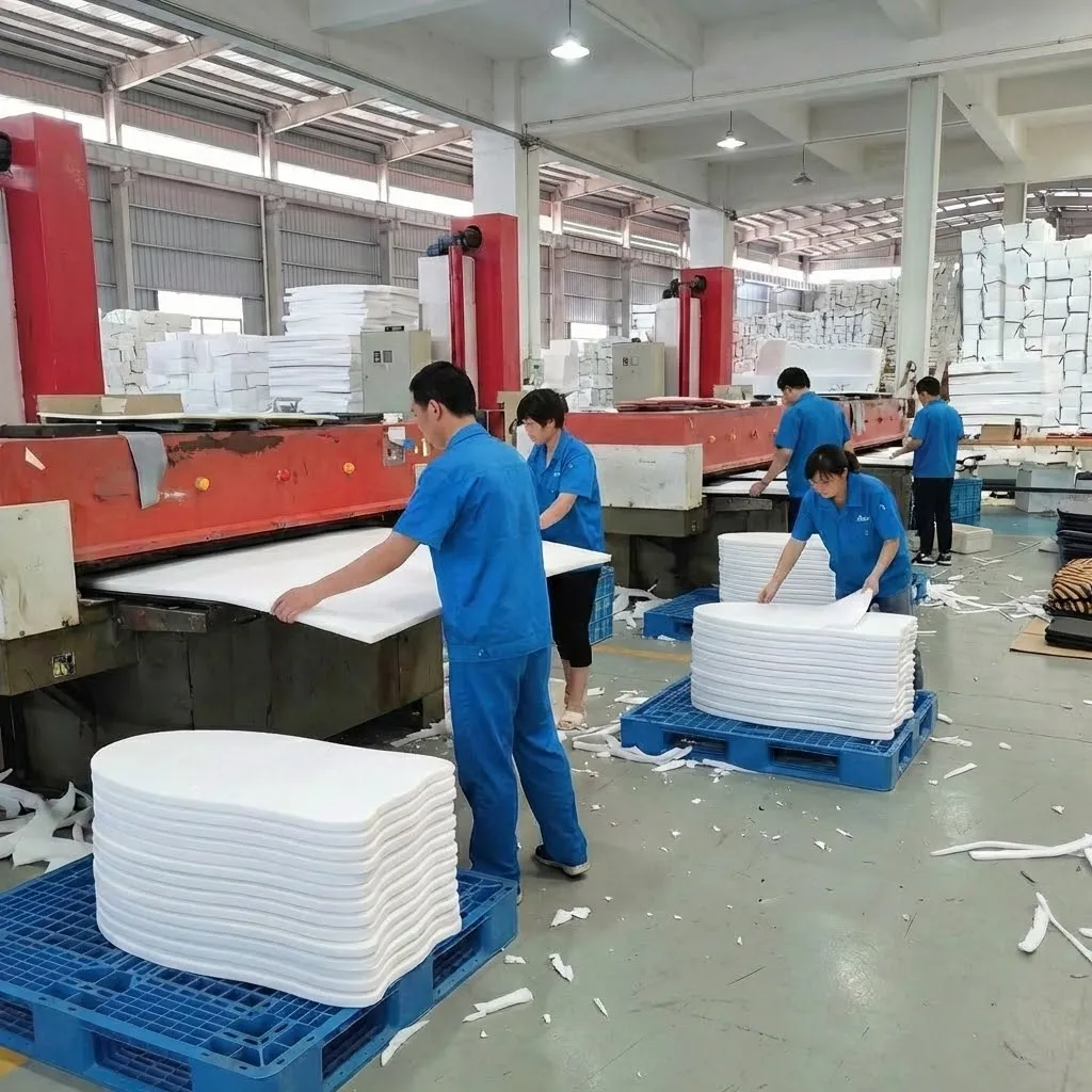 Dedicated production line for foam snow sleds cutting