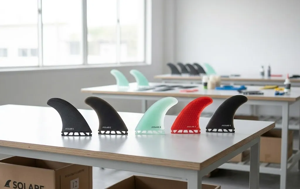 Custom OEM fiberglass surf fins with water transfer printing for private label brands