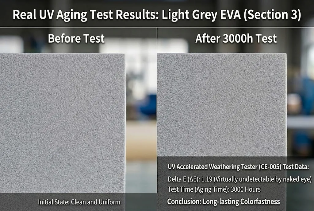 3000-hour UV accelerated aging test results for EVA surfboard traction pads