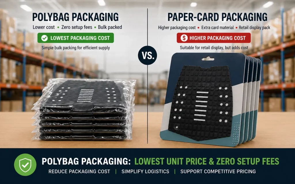Cost-effective bulk polybag packaging for surfboard hardware supply chain
